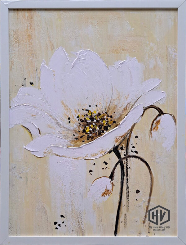 Tranh hiện đại bông hoa trắng VH018
