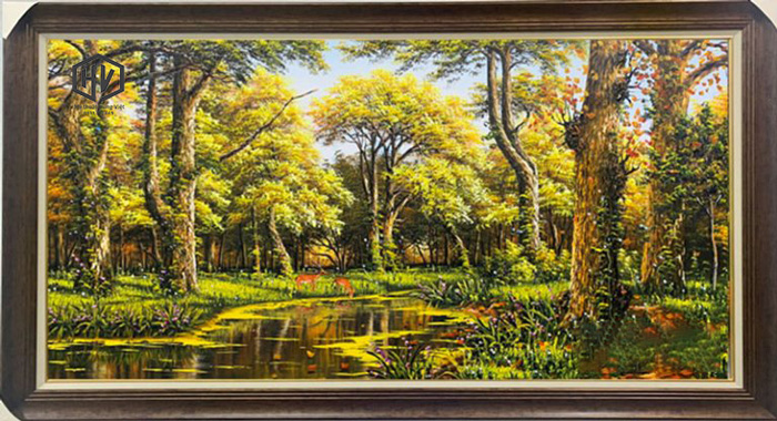 Tranh sơn dầu phong cảnh rừng Châu Âu VH021 - Việt Hùng Gallery - Chuyên vẽ  Tranh SƠN DẦU CAO CẤP HIỆN ĐẠI