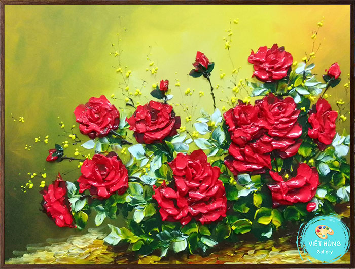 Tranh hoa hồng đỏ VH071 - Việt Hùng Gallery - Chuyên vẽ Tranh SƠN DẦU CAO  CẤP HIỆN ĐẠI