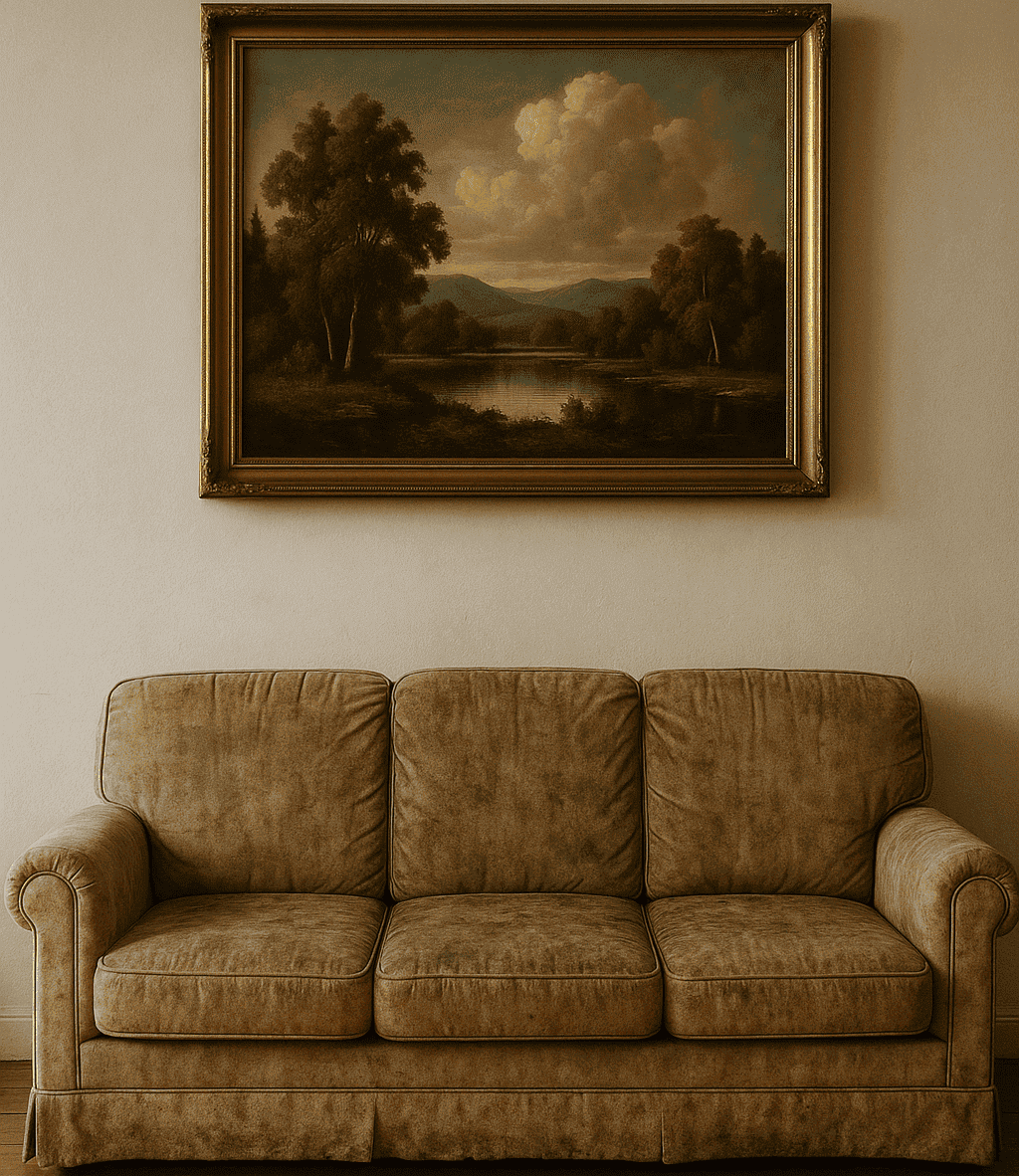 Tranh treo tường phòng khách nơi chiếc Sofa cũ