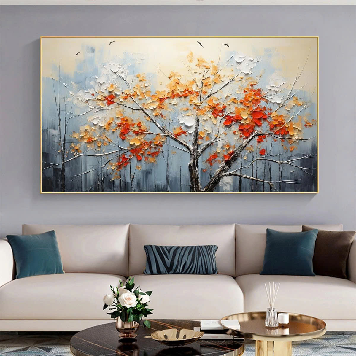 Bức tranh treo tường cây cối mùa thu