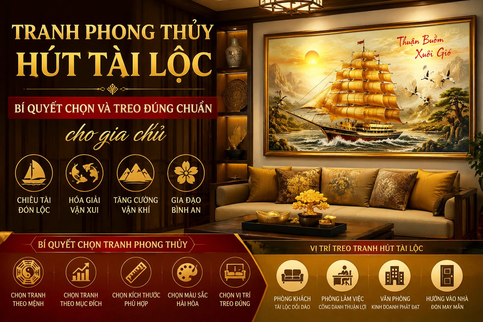 Tranh phong thủy hút tài lộc : bí quyết chọn và treo đúng chuẩn cho gia chủ